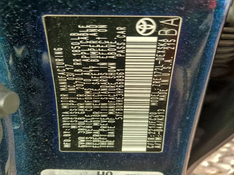 2017 TOYOTA COROLLA L  