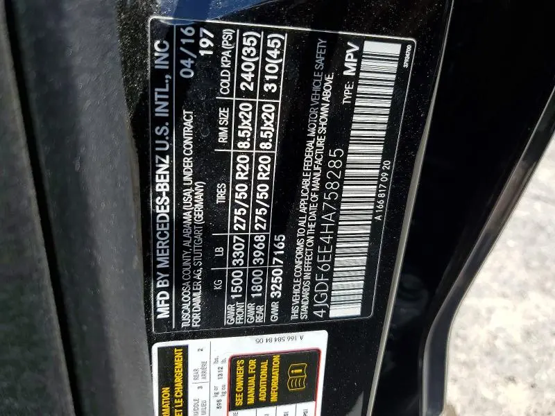 2017 MERCEDES-BENZ GLS 450 4MATIC  