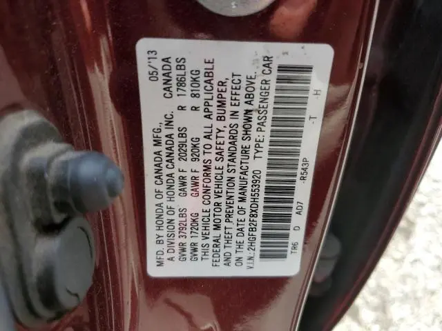 2013 HONDA CIVIC EX  