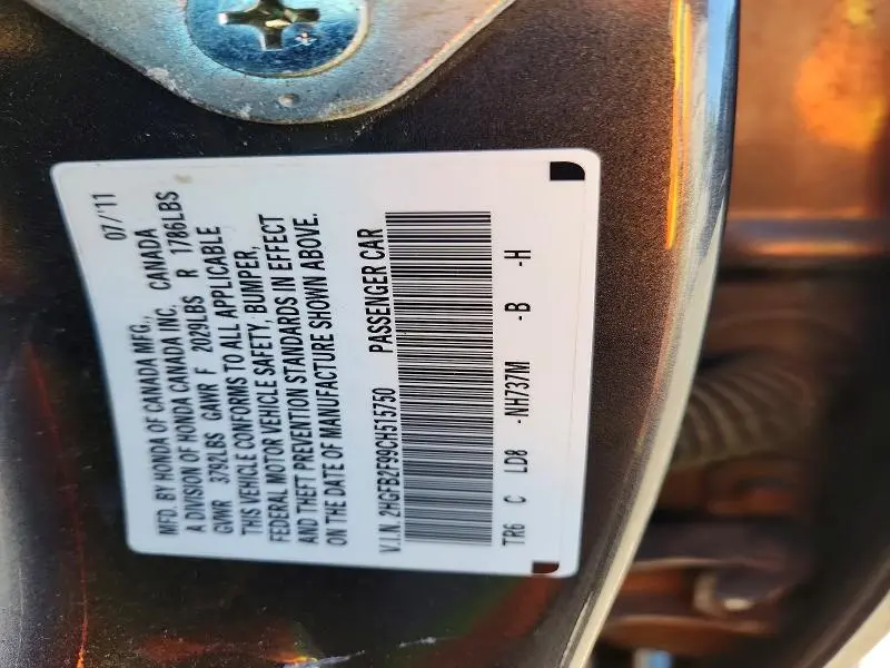 2012 HONDA CIVIC EXL  