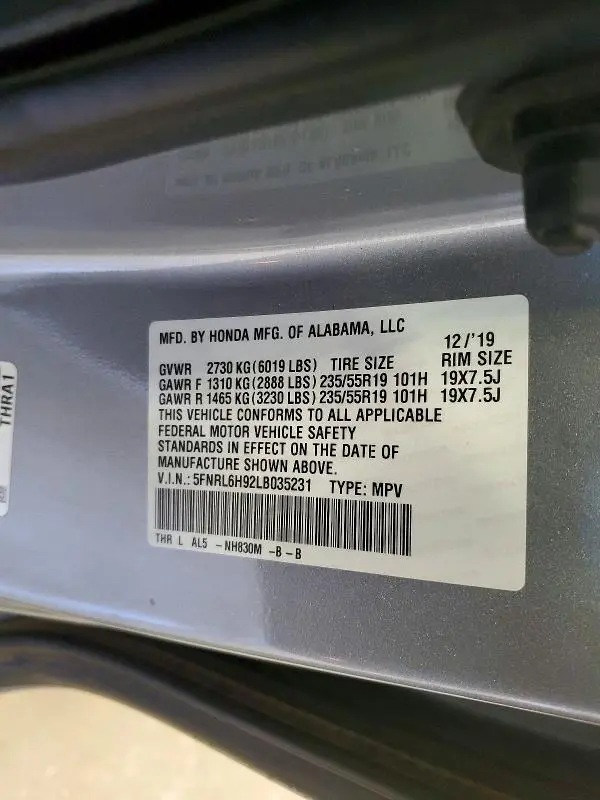2020 HONDA ODYSSEY ELITE  