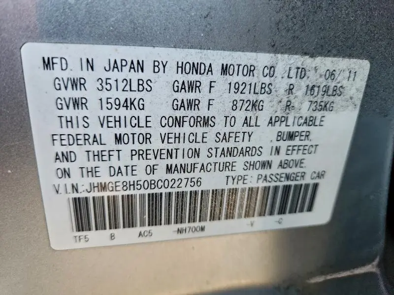 2011 HONDA FIT SPORT  