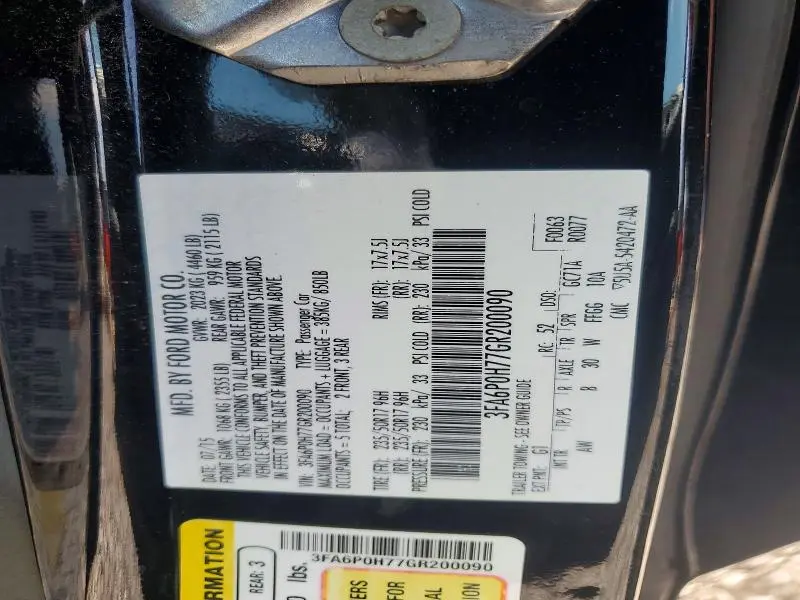 2016 FORD FUSION SE  