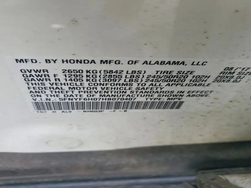 2017 HONDA PILOT ELITE  