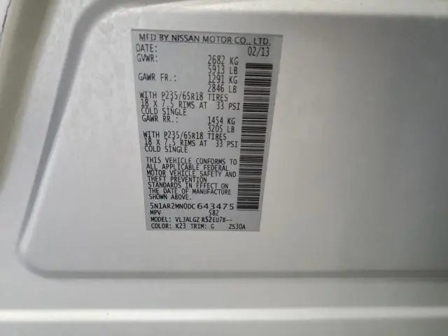 2013 NISSAN PATHFINDER S  