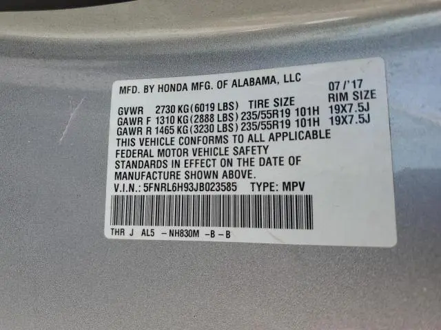 2018 HONDA ODYSSEY ELITE  