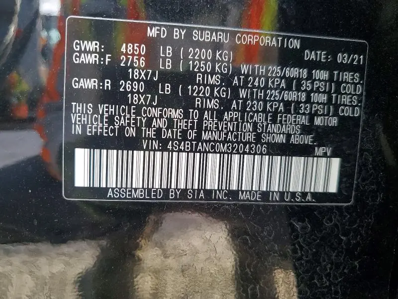 2021 SUBARU OUTBACK LIMITED  