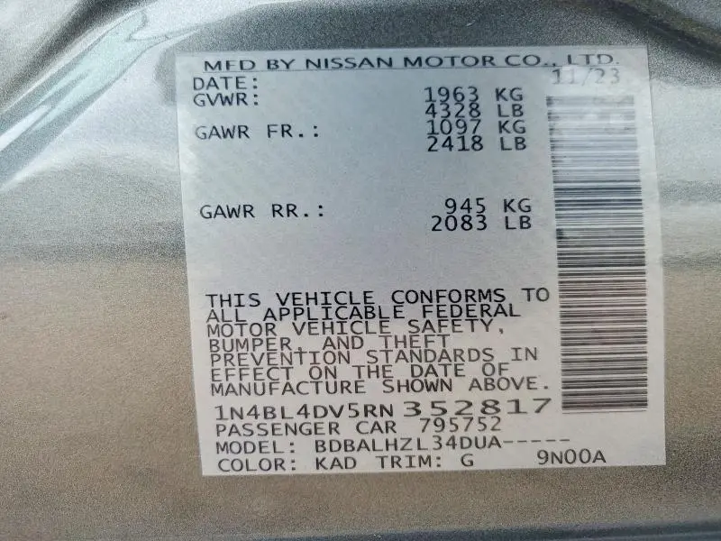 2024 NISSAN ALTIMA SV  