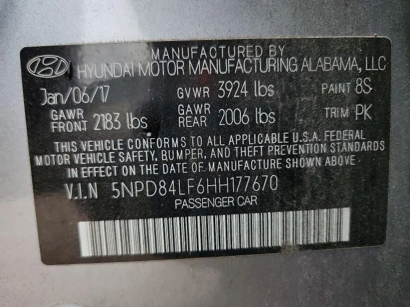 2017 HYUNDAI ELANTRA SE  