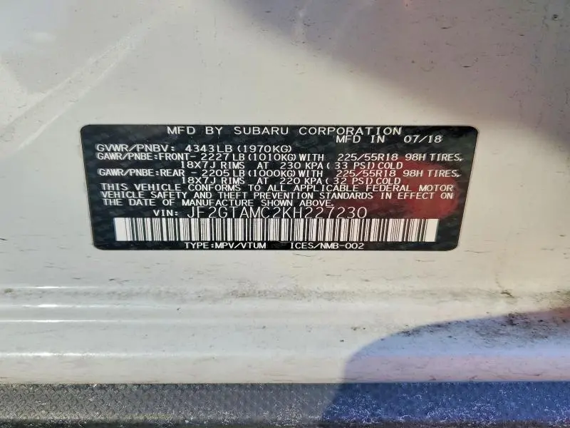 2019 SUBARU CROSSTREK LIMITED  