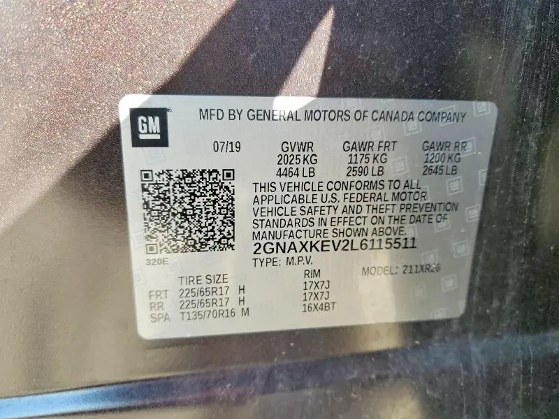 2020 CHEVROLET EQUINOX LT  