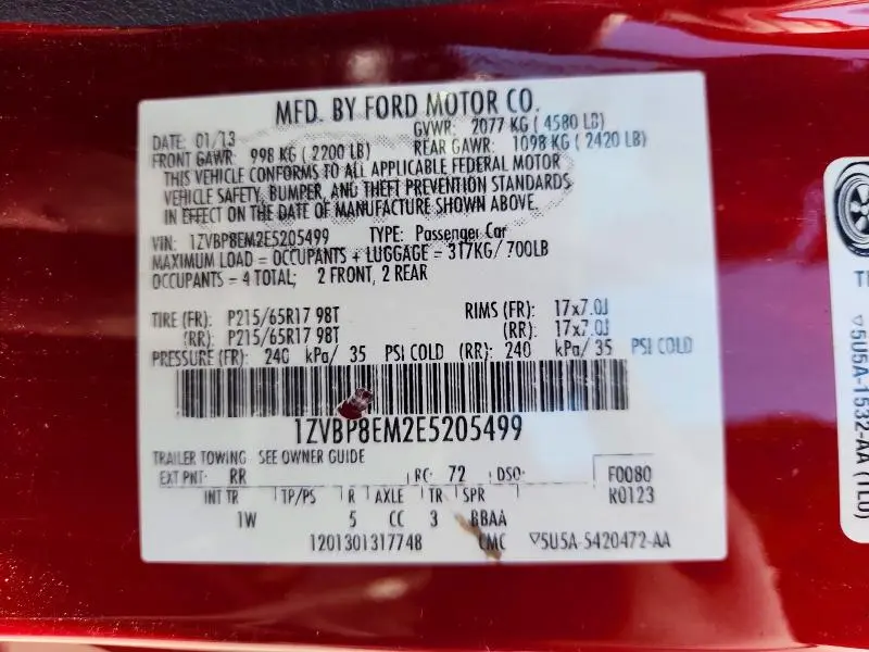 2014 FORD MUSTANG   