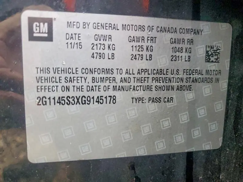 2016 CHEVROLET IMPALA LTZ  