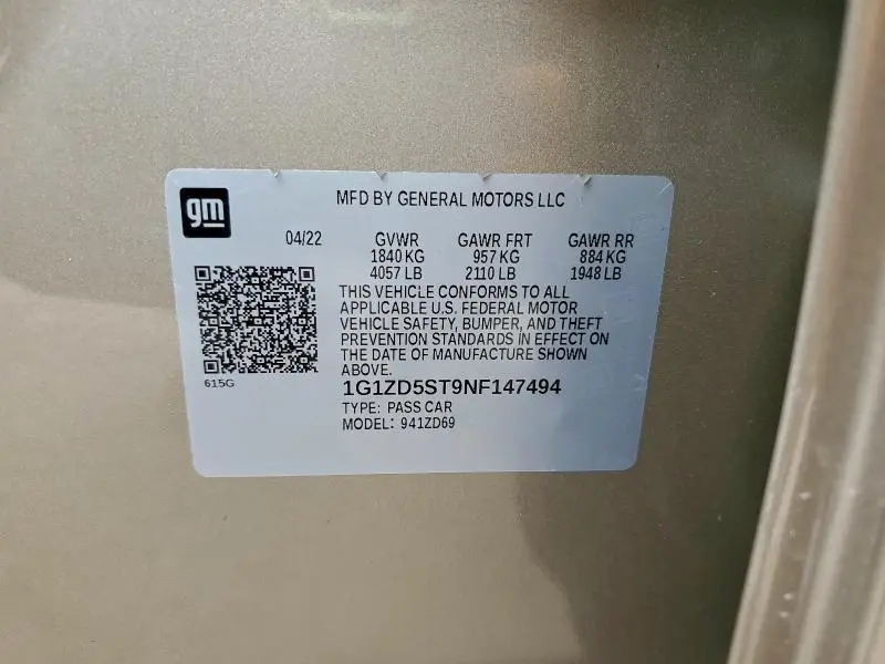 2022 CHEVROLET MALIBU LT  