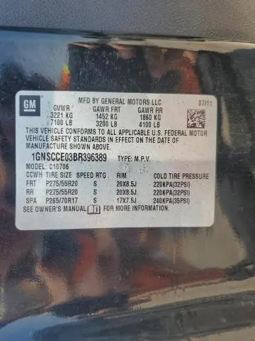 2011 CHEVROLET TAHOE C1500 LTZ  