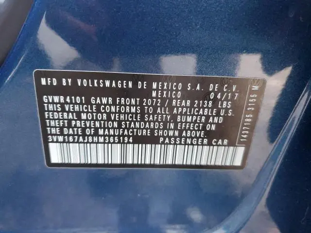 2017 VOLKSWAGEN JETTA S  