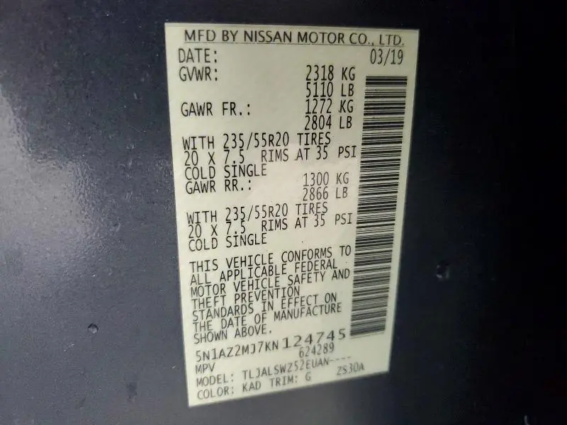 2019 NISSAN MURANO PLATINUM  