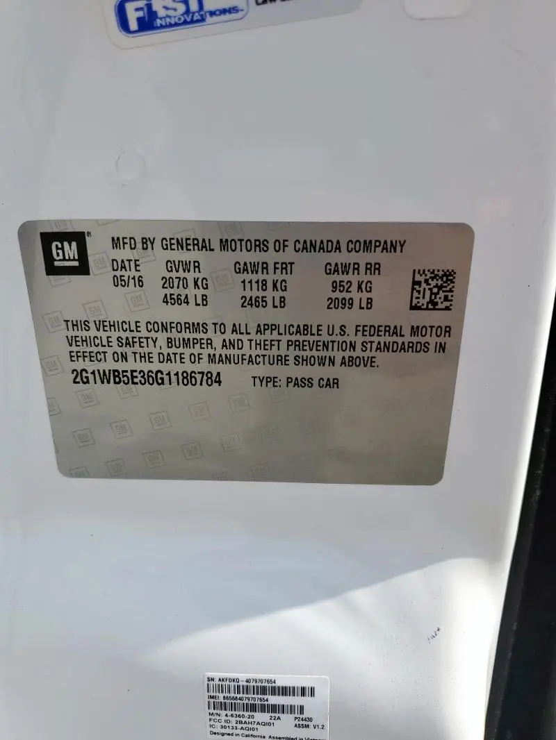 2016 CHEVROLET IMPALA LIMITED LT  