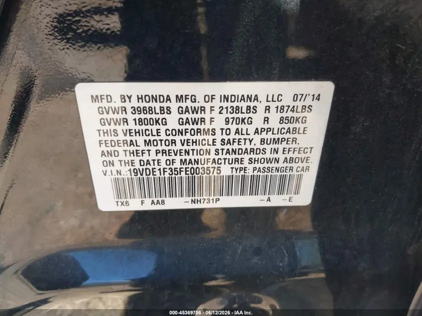 2015 ACURA ILX 2.0L