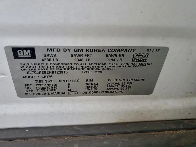 2017 CHEVROLET TRAX LS  