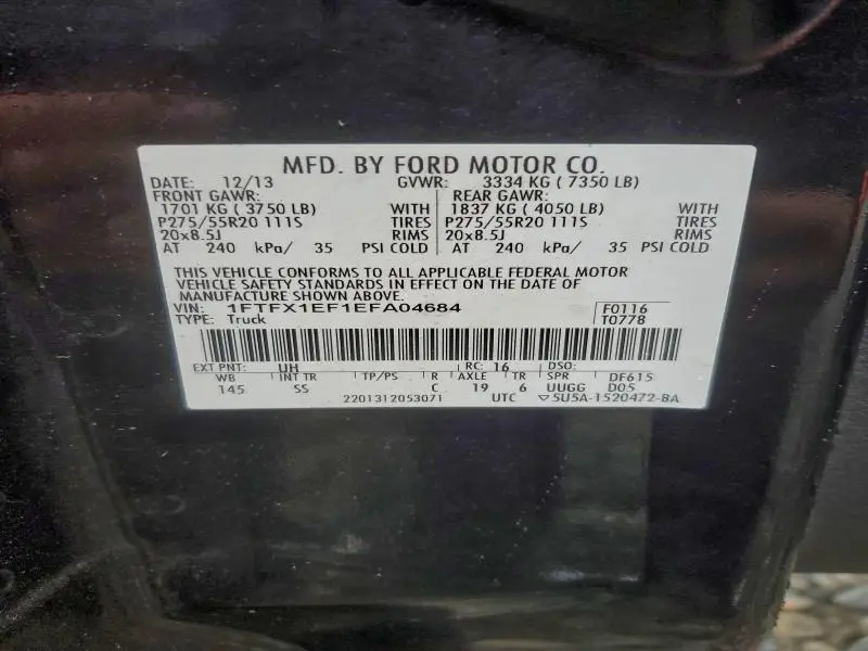 2014 FORD F150 SUPER CAB  