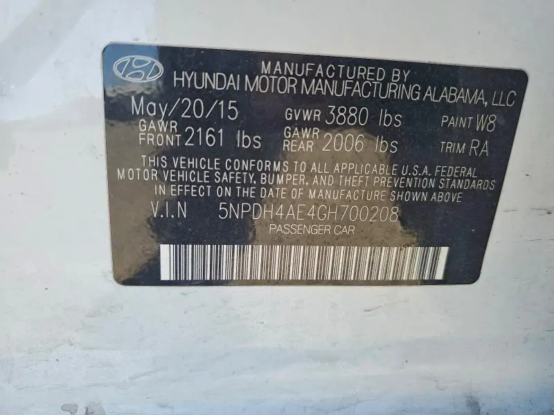 2016 HYUNDAI ELANTRA SE  