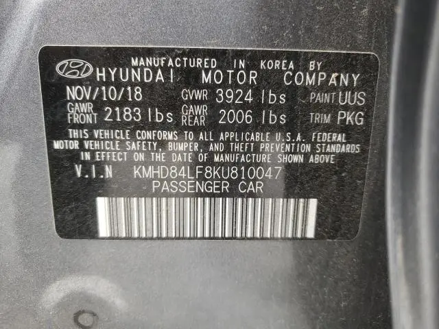 2019 HYUNDAI ELANTRA SEL