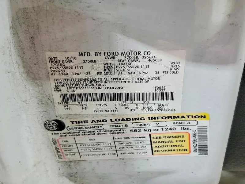 2010 FORD F150 SUPERCREW  