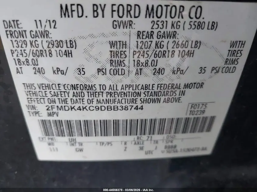 2013 FORD EDGE LIMITED