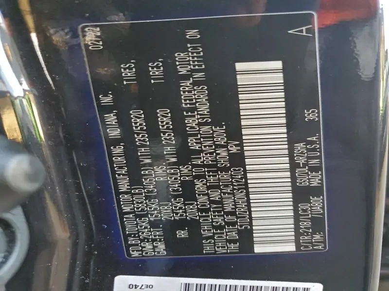 2022 TOYOTA HIGHLANDER XSE  