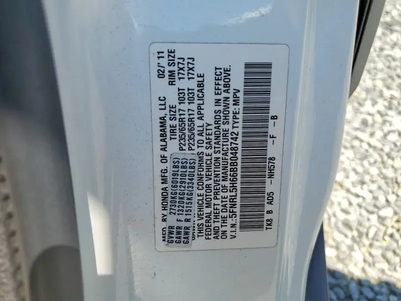 2011 HONDA ODYSSEY EXL  
