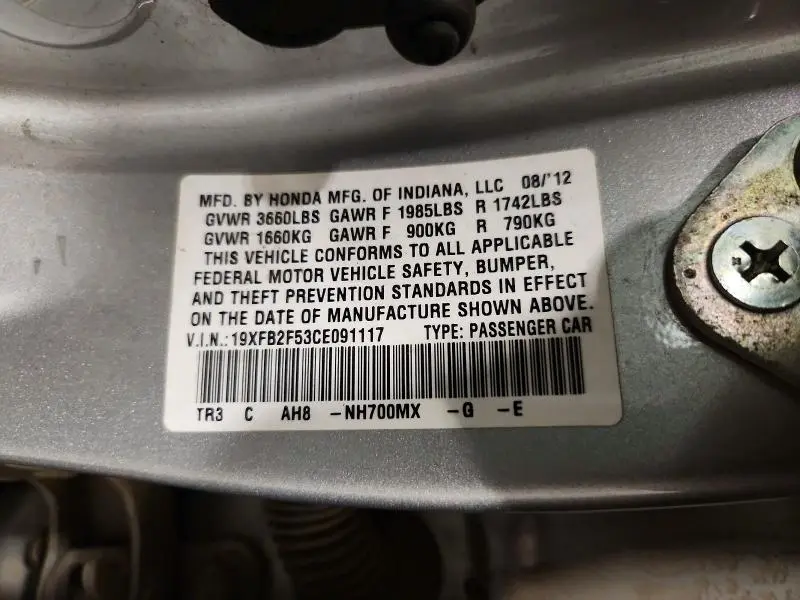 2012 HONDA CIVIC LX  