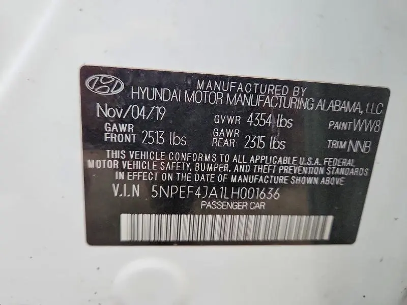 2020 HYUNDAI SONATA SEL  