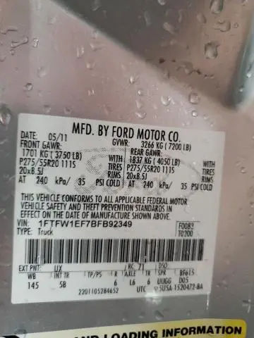 2011 FORD F150 SUPERCREW  