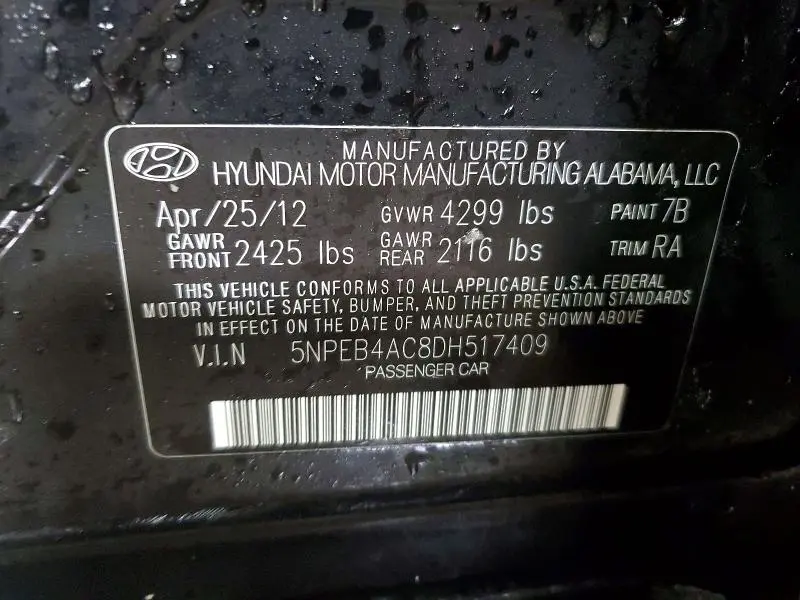 2013 HYUNDAI SONATA GLS  