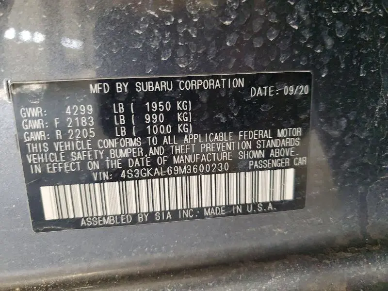 2021 SUBARU IMPREZA SPORT  