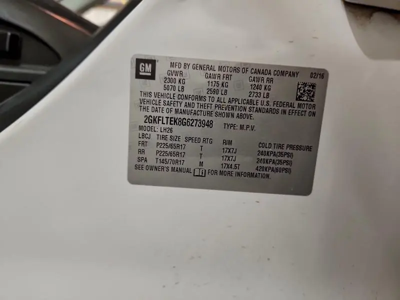 2016 GMC TERRAIN SLE  