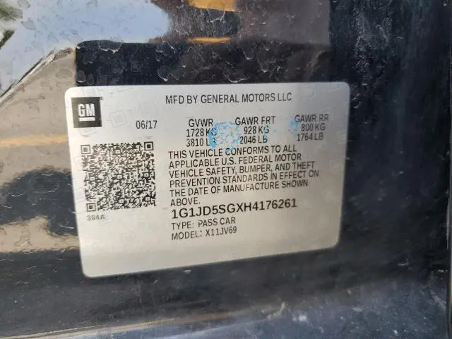 2017 CHEVROLET SONIC LT  