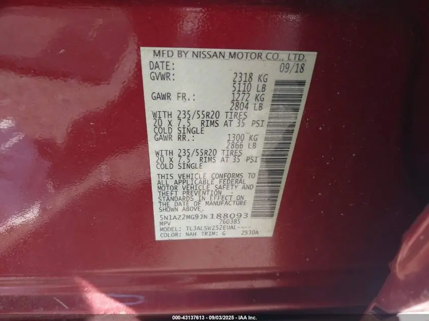 2018 NISSAN MURANO PLATINUM