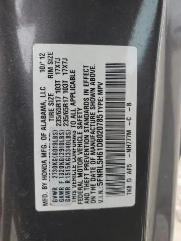 2013 HONDA ODYSSEY EXL  