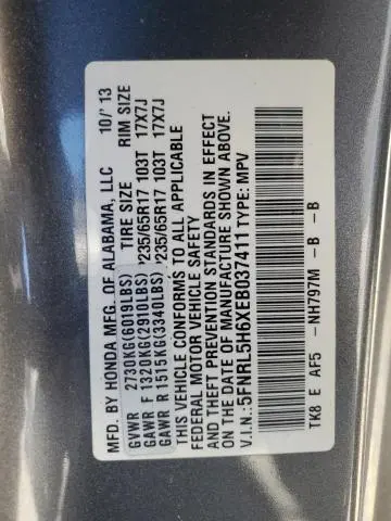 2014 HONDA ODYSSEY EXL  