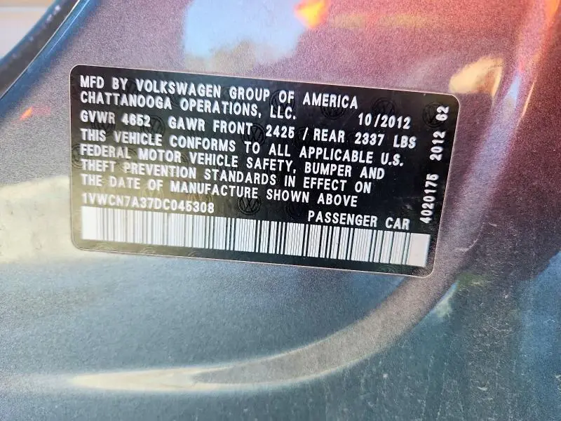 2013 VOLKSWAGEN PASSAT SEL  