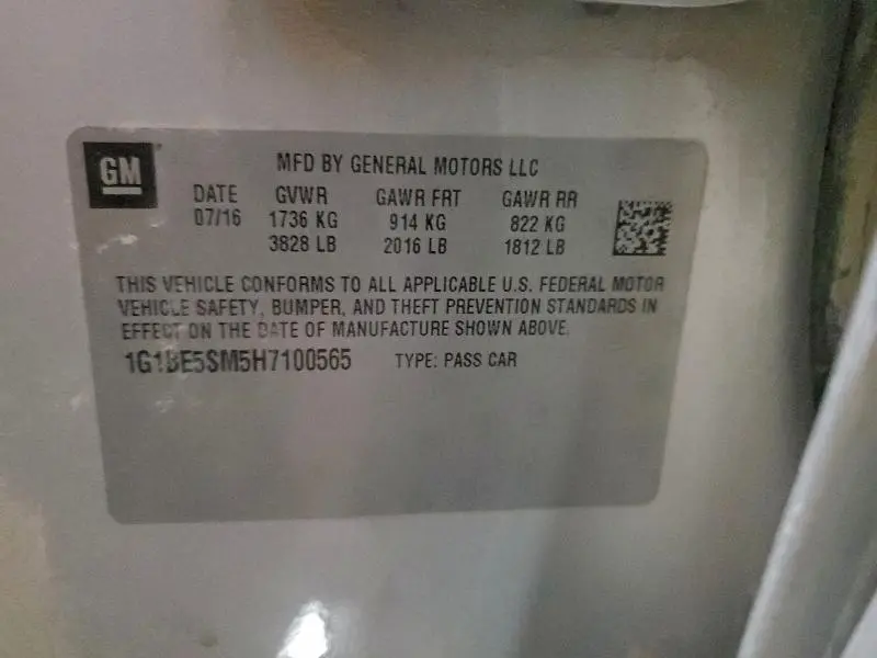 2017 CHEVROLET CRUZE LT  