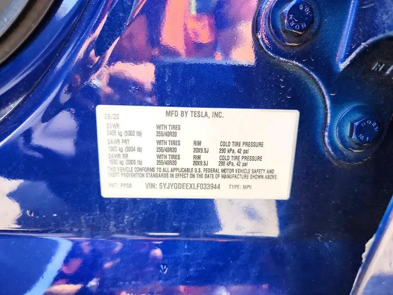 2020 TESLA MODEL Y   