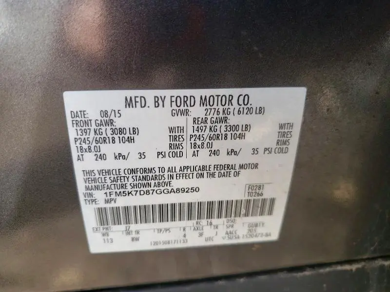2016 FORD EXPLORER XLT  