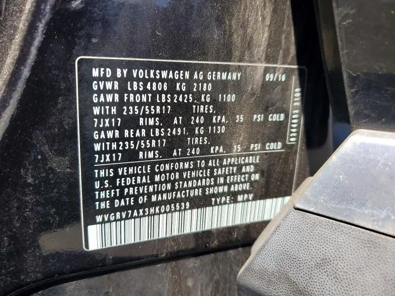 2017 VOLKSWAGEN TIGUAN WOLFSBURG  