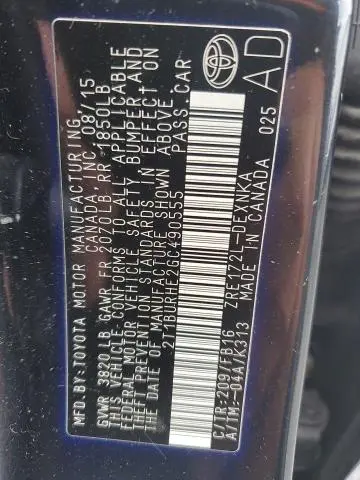 2016 TOYOTA COROLLA L  