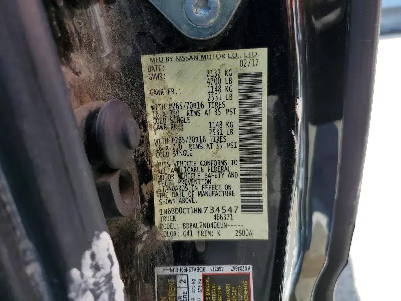 2017 NISSAN FRONTIER SV  