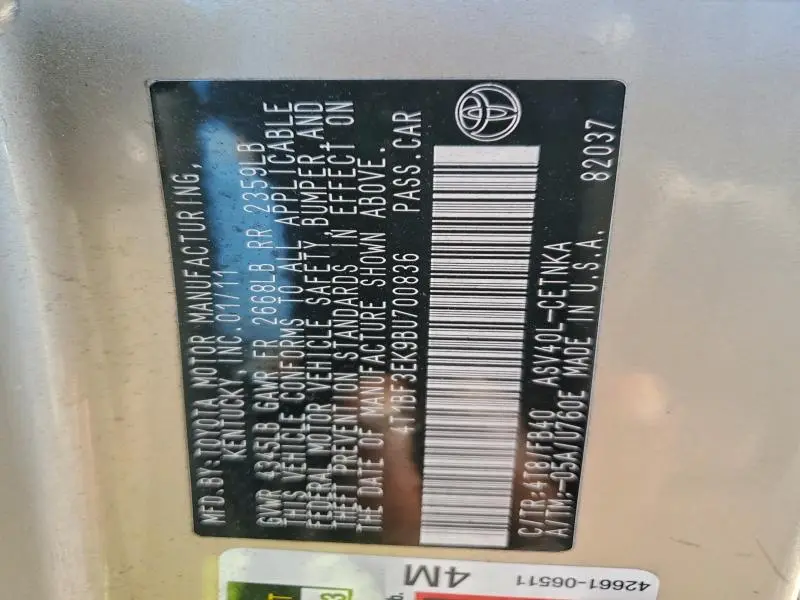 2011 TOYOTA CAMRY BASE  