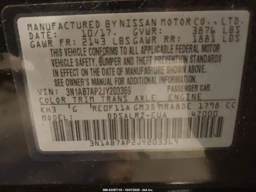 2018 NISSAN SENTRA SR